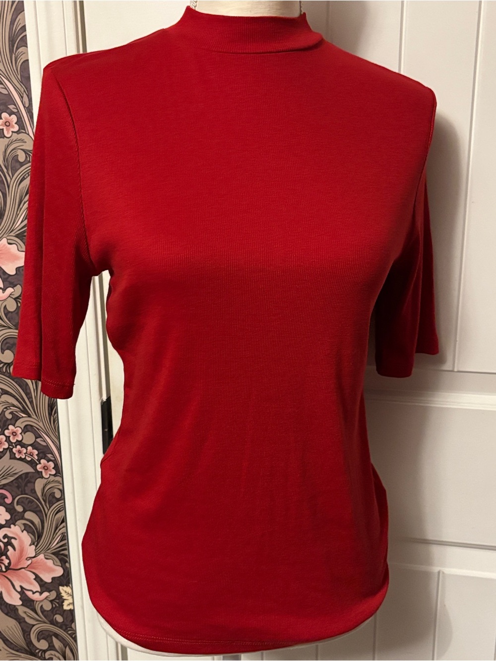 a new day Red Mock Neck Short Sleeve Top